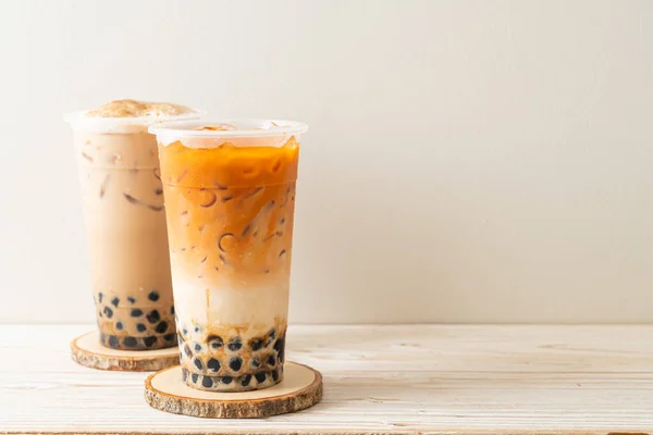 Taiwan Milchtee Mit Thai Milchtee Mit Boba — Stockfoto