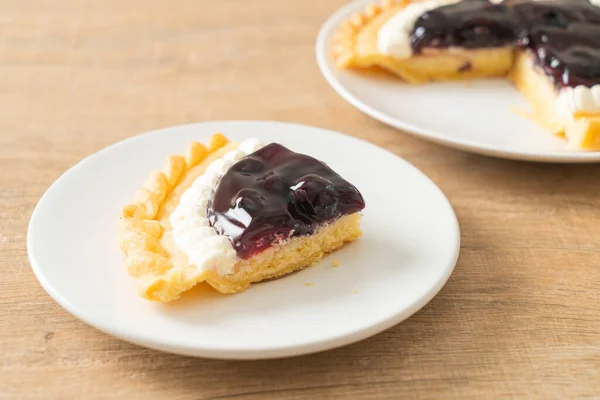 Delicioso Blueberry Cheese Pie Placa Branca — Fotografia de Stock