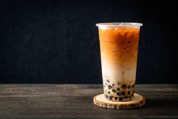 Thai Milchtee Mit Blasenbraunem Zucker — Stockfoto