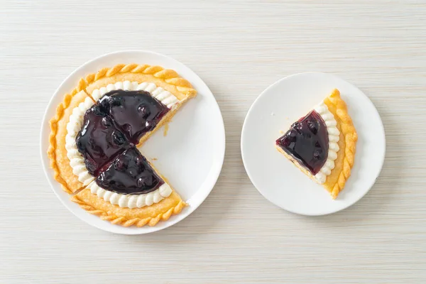 Delicioso Blueberry Cheese Pie Placa Branca — Fotografia de Stock