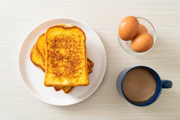 French Toast White Plate Breakfast — Stock Photo, Image