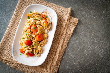 stir-fried tomatoes with egg on plate - healthy food style