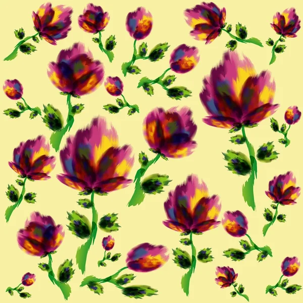 エキゾチックな花とシームレスなパターン ベクトル. — ストックベクタ