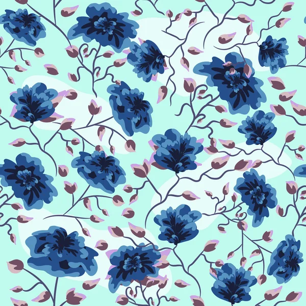 シームレスなベクトル花パターン. — ストックベクタ