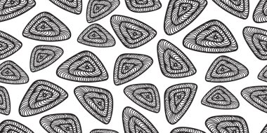 Swirls ile üçgenler. Çizilmiş. Sorunsuz vektör desen.