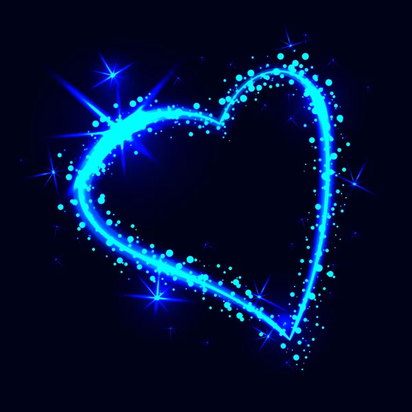 Sparkling heart on dark background — Stock Vector