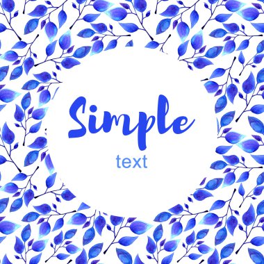 Mavi yaprak çerçeve tebrik kartı