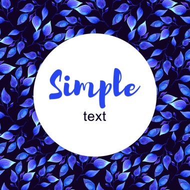 Mavi yaprak çerçeve tebrik kartı