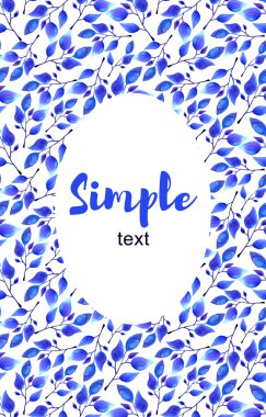 Mavi yaprak çerçeve tebrik kartı