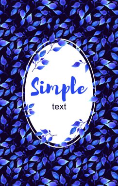 Mavi yaprak çerçeve tebrik kartı