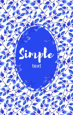 Mavi yaprak çerçeve tebrik kartı