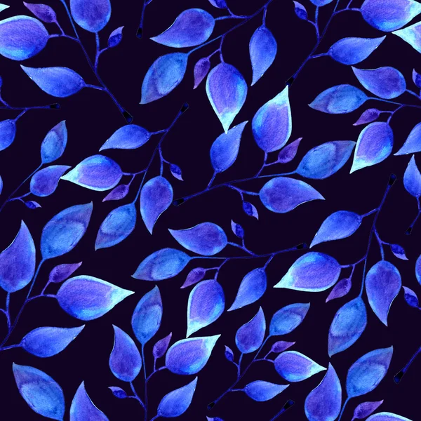 sorunsuz çiçek desenli el suluboya mavi boyalı bırakır