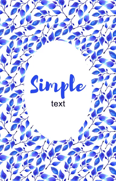 Mavi yaprak çerçeve tebrik kartı