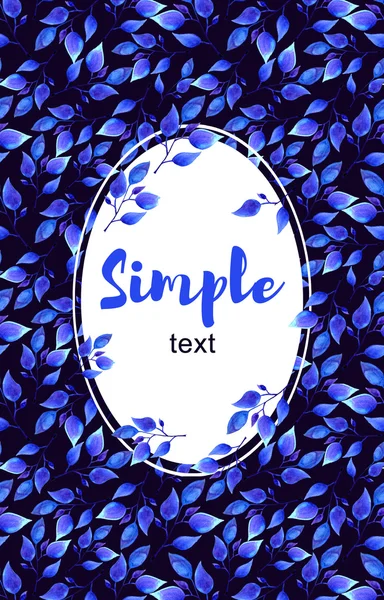 Mavi yaprak çerçeve tebrik kartı