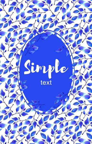 Mavi yaprak çerçeve tebrik kartı