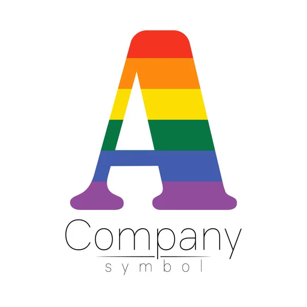 Logo moderno. Estilo creativo. Logotipo en vector. Concepto de diseño. Compañía de marca. Arco iris brillante rompecabezas color letra A sobre fondo blanco. Símbolo para web, impresión, tarjeta, LGBT. — Archivo Imágenes Vectoriales