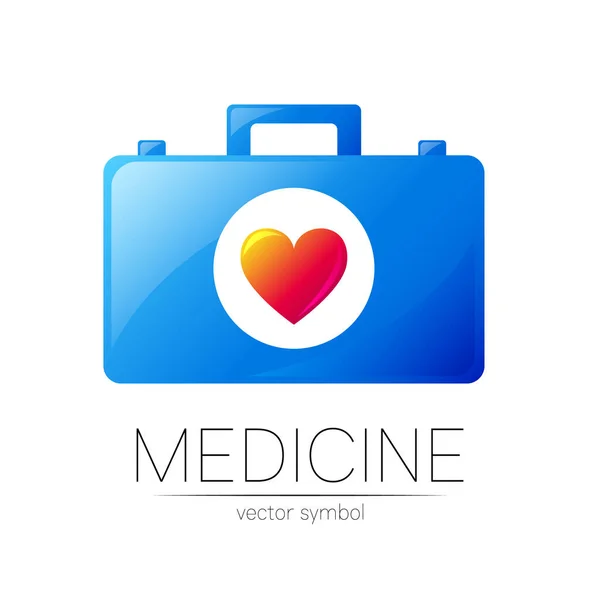 Elsősegély Logo Vector Medicine szimbólum Súgó Bag Case és a szív az egészségügyi ellátás ikon kórház — Stock Vector