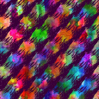 Suluboya desensiz fırça çizgileri zarif akvaryum geometrik desen çizimi Mor arkaplana boyanmış el resmi