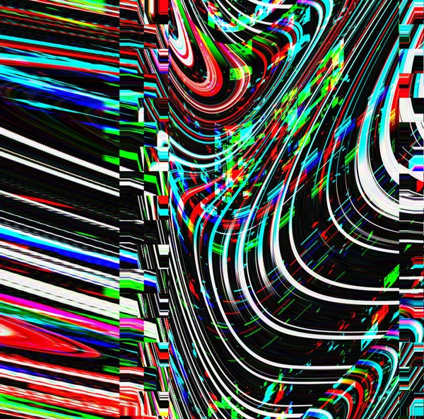 Glitch psykedelisk bakgrund. Ett gammalt tv-skärmsfel. Digital pixel buller abstrakt design. Fotofel. Tv-signalen slutar fungera. Tekniska problem grunge tapet. Färgglada ljud — Stockfoto