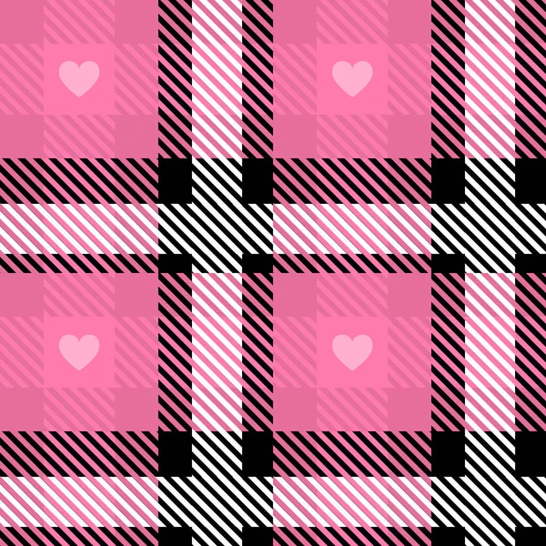 Vector Pink Plaid Check Seamless Pattern in Geometric Abstract Style Μπορεί να χρησιμοποιηθεί για Girly Fashion Fabric Design, School Teen Textile Classic Dress, Picnic Blanket, Retro Print Shirt και Wrapping — Διανυσματικό Αρχείο