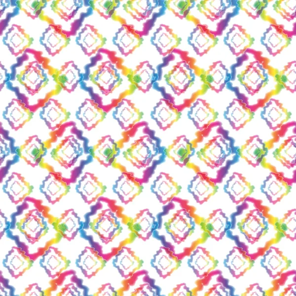 Hippie Tie Dye Rhombus Rainbow LGBT Seamless Patrol in Abstrab Background Style. Психоделическая текстура Шибори с ромбами и полосками — стоковое фото
