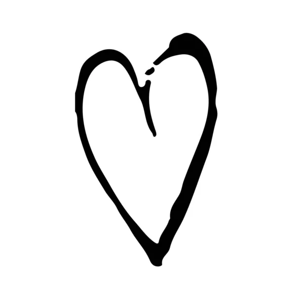 Vektor Srdce Štětec Ručně kreslený prvek v černé barvě Love Sign Sketch Style Abstraktní dekor Ikona Izolované na bílém pozadí — Stockový vektor