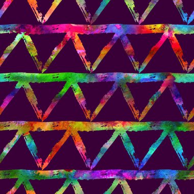 Fırça Darbesi Geometrik Grung Desenli Gökkuşağı Renk Arkaplanında Kusursuz. Gunge Kolajı Gençler ve Okul Çocukları için Suluboya Dokuması Parsel Parmak izi Tasarımı