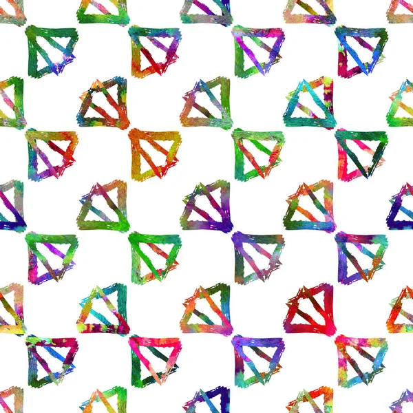 Patrón de Grung geométrico de pincelada sin costuras en fondo de color arco iris. Gunge Collage Textura de acuarela para adolescentes y escolares impresiones de tela Diseño Grange — Foto de Stock