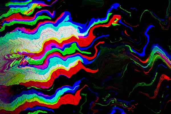 Porucha psychedelického pozadí. Chyba staré televizní obrazovky. Abstraktní návrh digitálního šumu pixelů. Fotografická závada. Televizní signál selhal. Technický problém grunge tapety. Barevný zvuk — Stock fotografie