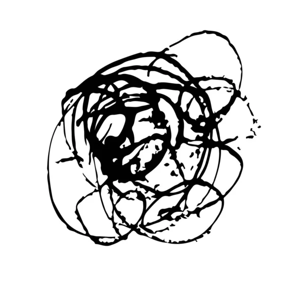 ベクトルアブストラクト筆手描き黒のテクスチャスケッチ白の背景に孤立したシンプルなパターンストローク形状 — ストックベクタ