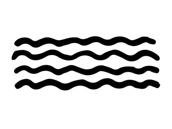 Vector Wave Absztrakt Stripe Brush Stroke kézzel rajzolt textúra fekete színben vázlat Egyszerű minta elszigetelt fehér háttér hullámok Alak — Stock Vector