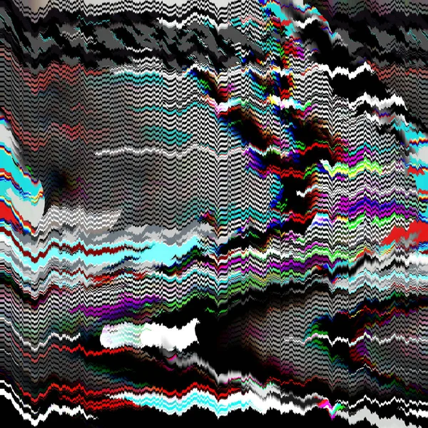 TV Glitch psichedelico Sfondo del rumore Vecchio errore dello schermo VHS Disegno astratto di rumore pixel digitale Bug del computer. Il segnale televisivo fallisce. Problema tecnico in stile Grunge — Foto Stock