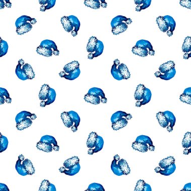 XMAS suluboya Noel Baba Şapka Desensiz Mavi Renkli. El boyası Cap Kostüm arka planı ya da Süs, Paket veya Noel Hediyesi için duvar kağıdı