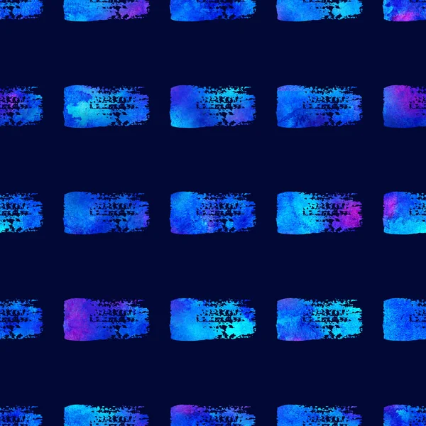 Watercolor Brush Stripes Seamless Pattern Hand Painted Grange Geometric Design in Blue Color. Modern Strokes Grung Collage Background