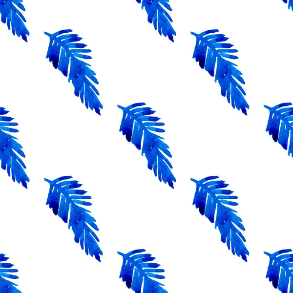 XMAS Watercolor Branch Pine Tree Seamless Pattern σε μπλε χρώμα. Χέρι βαμμένο Floral κλαδιά έλατο φόντο δέντρο ή ταπετσαρία για στολίδι, περιτύλιγμα ή δώρο Χριστουγέννων — Φωτογραφία Αρχείου