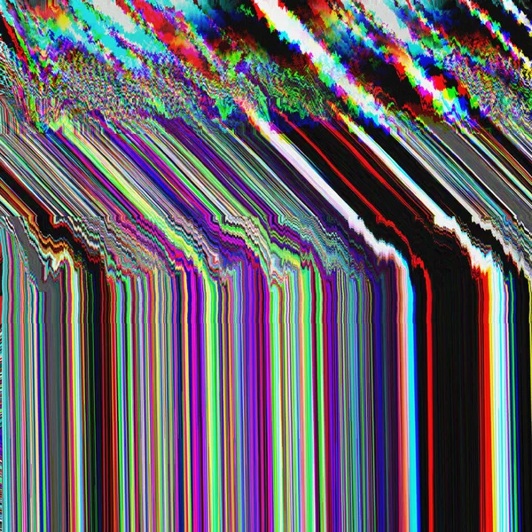 TV Glitchサイケデリックノイズ背景古いVHSスクリーンエラーデジタルピクセルノイズ抽象デザインコンピュータのバグ。テレビ信号は失敗した。グランジスタイルの技術的な問題 — ストック写真