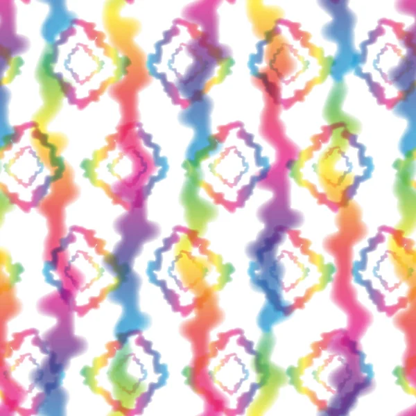 Hippie Tie Dye rombo arco iris LGBT patrón sin costuras en abstracto estilo de fondo. Textura psicodélica Shibori colorida con forma de rombo y rayas — Foto de Stock