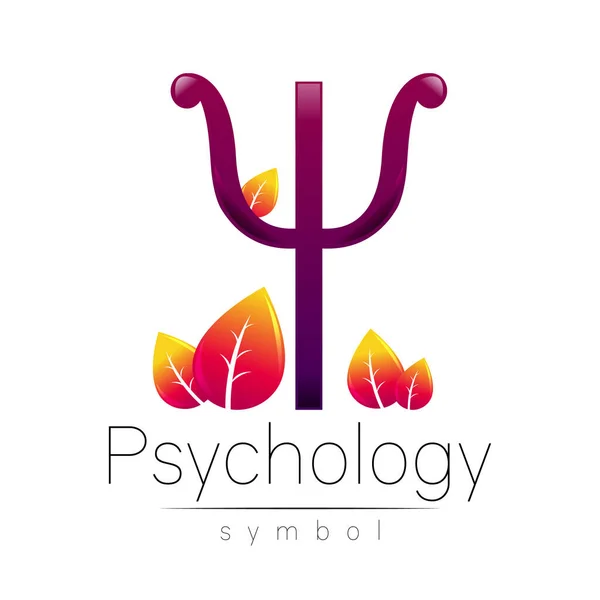 Σύγχρονο λογότυπο Διάνυσμα του Psychology Letter Psi με Φύλλα σε Creative στυλ. Λογότυπο σε διάνυσμα. Σχέδιο. Εταιρεία μάρκας. Χρώμα βιολέτας σε λευκό φόντο. — Διανυσματικό Αρχείο