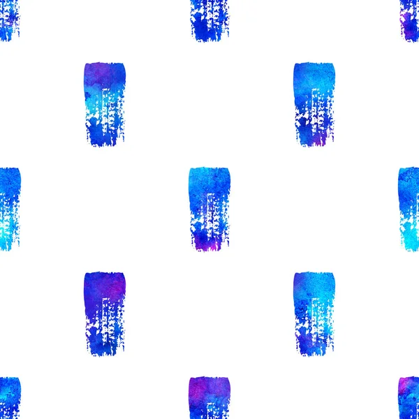 Escova de aquarela listras padrão sem costura pintado à mão Grange Design geométrico na cor azul. Acidente vascular cerebral moderno Grung Collage fundo — Fotografia de Stock