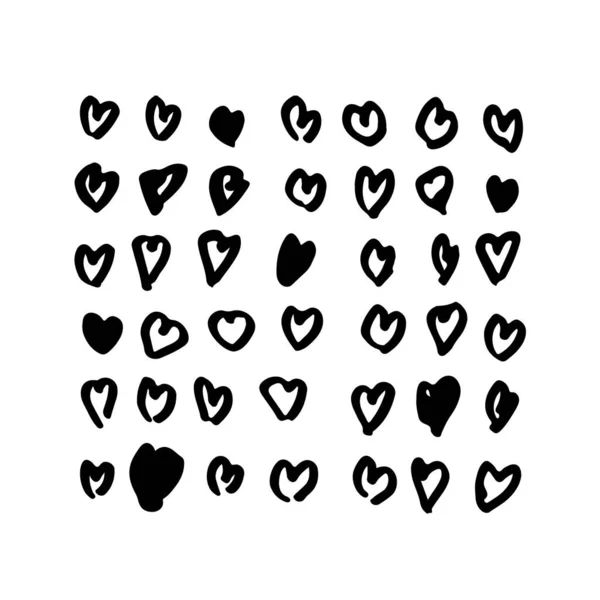 Wektor serca szczotka ręcznie rysowane element w kolorze czarnym Love Sign Sketch Style Streszczenie Wystrój Ikona Izolowane na białym tle — Wektor stockowy