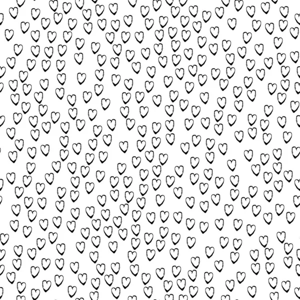 Vector Brush Heart Seamless Pattern Love Grange Minimalistisk design i svart färg. Modern Grung Collage Bakgrund för barn tyg och textil — Stock vektor