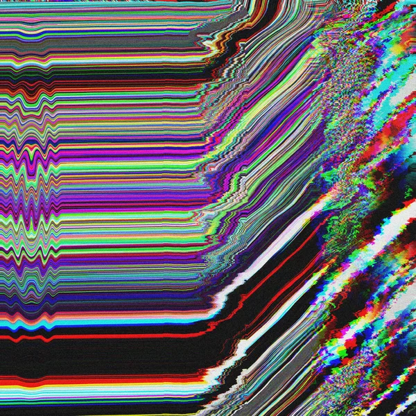 TV Glitch psychedelic Fondo de ruido Error de pantalla VHS antiguo Diseño abstracto de ruido de píxeles digitales Error informático. La señal de televisión falla. Problema técnico en el estilo Grunge —  Fotos de Stock