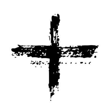 Vektör Soyut Artı Çapraz Fırça El deseni Siyah Renk Taslak Basit Desen Beyaz Arkaplan Vuruşu Şeklinde izole