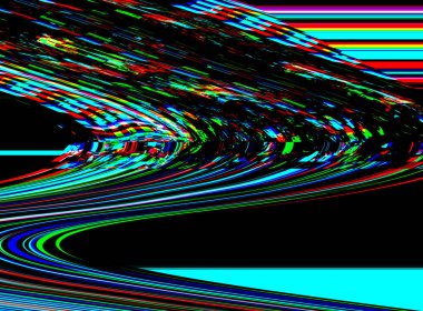 Arızalı TV Techno saykodelik arka plan. Eski VHS ekran hatası. Dijital piksel gürültü soyut tasarım. Fotoğraf arızası. Televizyon sinyali arızası ve renkli gürültü