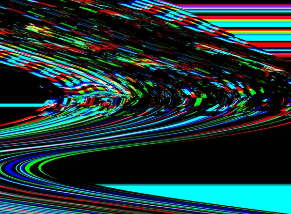 Glitch TV Techno的迷幻背景。旧的VHS屏幕错误。数字像素噪声抽象设计。照片出故障了电视信号失效和五彩斑斓的噪音 — 图库照片