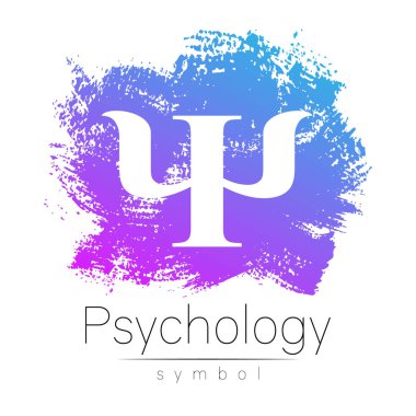 Modern Vektör logosu Psikoloji Edebiyatı Psi Yaratıcı tarzda. Vektör logoti. Tasarım konsepti. Marka şirketi. Beyaz arkaplanda mavi renk.