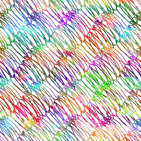 Brush Stroke Geometric Grung Pattern Seamless in Rainbow Color Background. Gunge Collage Watercolor Texture for Teen and School Kids Fabric Prints Grange Design — 스톡 사진