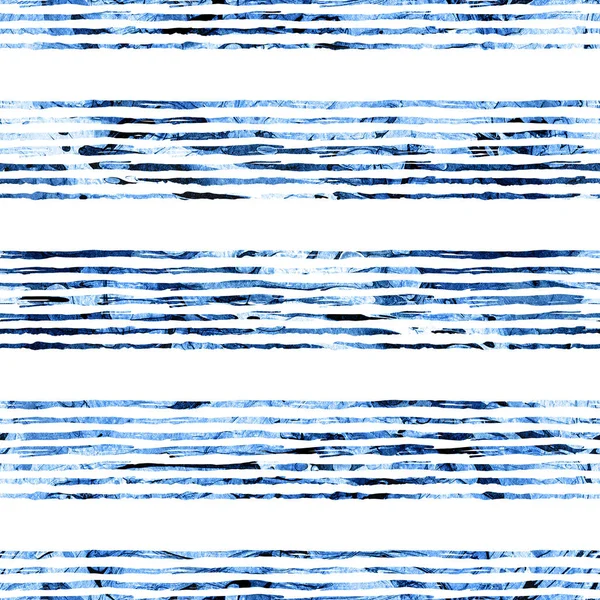 Brush Stroke Line Stripe Geometrische Grung patroon naadloos in blauwe kleur achtergrond. Gunge Collage Aquarel Textuur voor tieners en scholieren Fabric Prints Grange Design met lijnen — Stockfoto