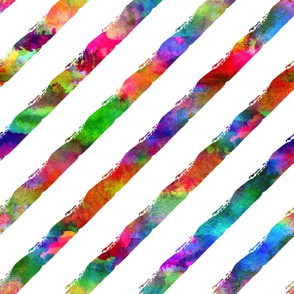 ブラシストロークラインストライプ幾何学的なグラングパターン虹色の背景にシームレス。ティーンと学校の子供のための銃コラージュ水彩テクスチャファブリックプリントラインとグレンジデザイン — ストック写真