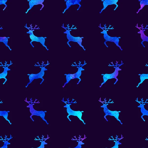 Олені XMAS акварель Deer Stag eamless Pattern in Blue Color. Hand Painted Animal Moose background or the wallpaper for Ornament, Wrapping or Christmas Gift — стокове фото